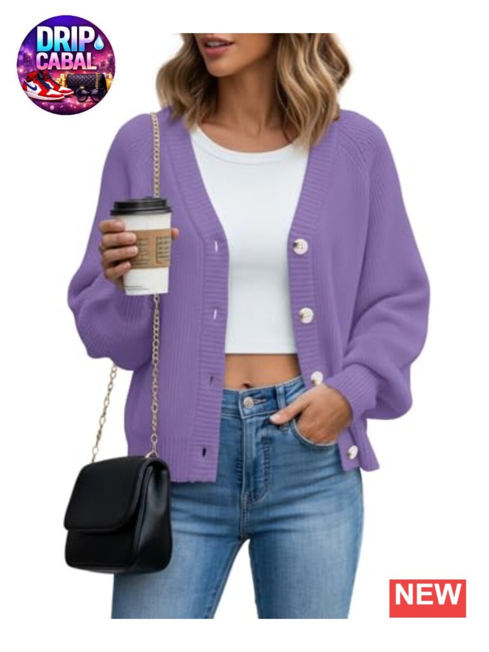 Womens Loose Chunky Knit Button Down Cardigan Sweater Long Sleeve